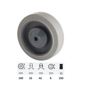 WPPF 1002 5100, Suprafață de rulare premium din cauciuc plin PERFORMA, 100 mm diametru, capacitate de încărcare 150 kg, rulment cu bile