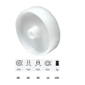 WPPN 0801 1000, suprafață de rulare din plastic (poliamidă), diametru 80 mm, capacitate de încărcare 150 kg, lagăr simplu